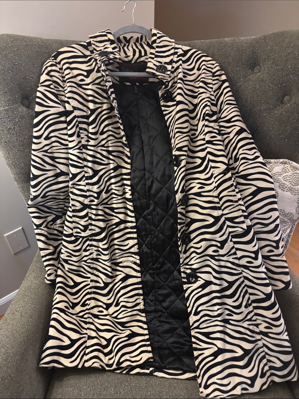 Buffalo David Bitton Black & White Zebra Print Coat